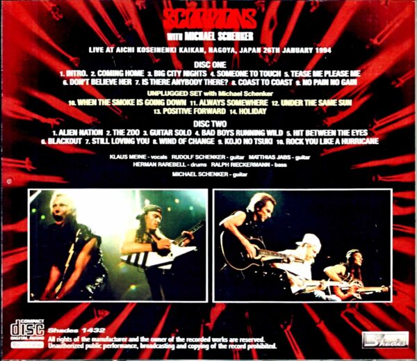 Scorpions Michael Schenker Scorpions Michael Schenker/Aichi,Japan 1996 DAT Master - Image 2