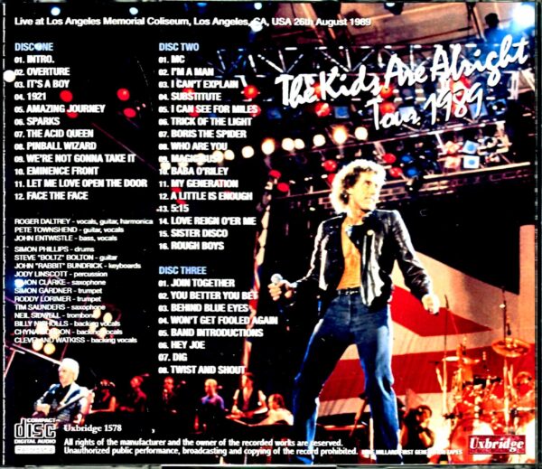 Who,The Who/CA,USA 1989 Mike Millard First Generation Tapes - Image 2