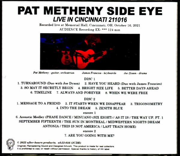 Pat Metheny Side Eye Pat Metheny/OH,USA 2021 Complete - Image 2