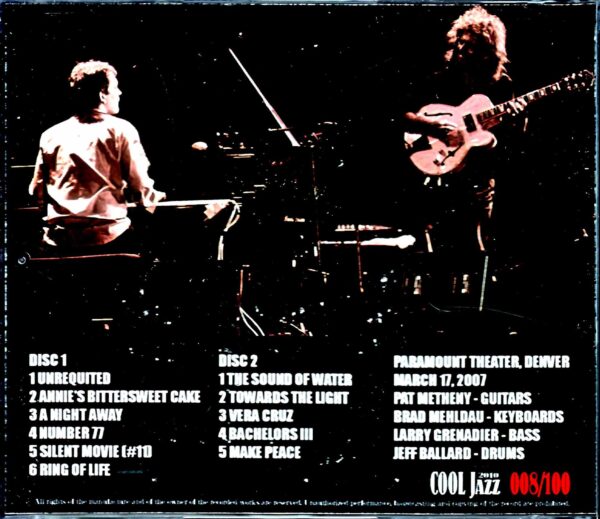 Pat Metheny Brad Mehldau Quartet Pat Metheny Brad Mehldau/CO,USA 2007 Complete - Image 2