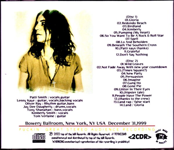 Patti Smith and Her Band Patti Smith/NY,USA 1999 DAT Master Complete - Image 2