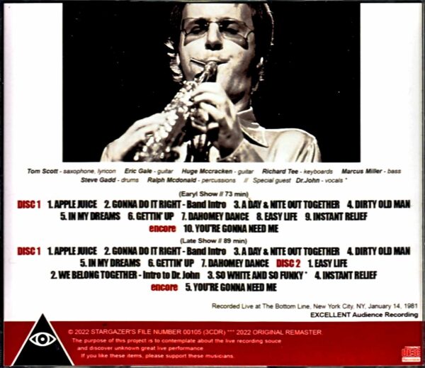 Tom Scott Richard Tee Marcus Miller Steve Gadd Dr. John Tom Scott Richard Tee/NY,USA 1981 2Shows - Image 2