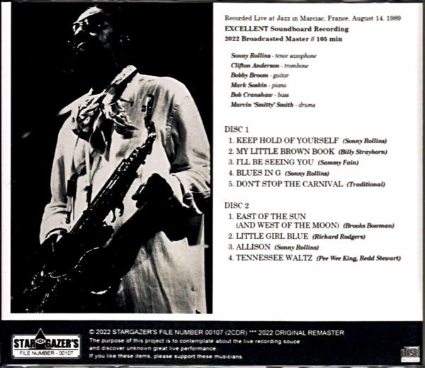 Sonny Rollins Sextet Sonny Rollins/France 1989 2022 Broadcast Master - Image 2