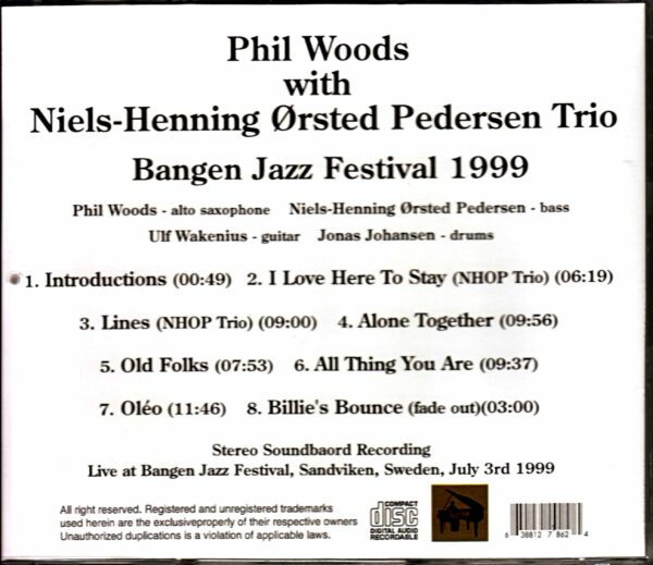 Phil Woods with NHOP Trio Phil Woods/Sweden 1999 - Image 2