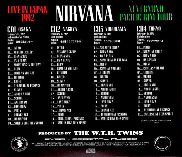Nirvana / First and Last Japan Tour Complete Edition 1992 Japan Tour Collection Complete 1992 - Image 2