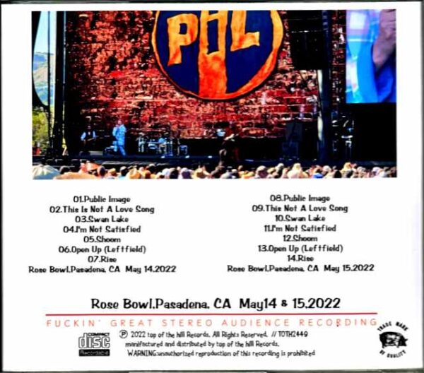 PIL Public Image Limited Public Image Limited/CA,USA 2022 2Days Complete - Image 2