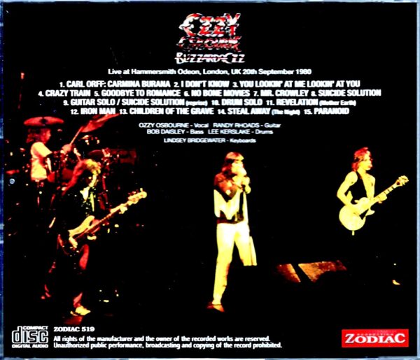 Ozzy Osbourne/London,UK 9.20.1980 Upgrade - Image 2