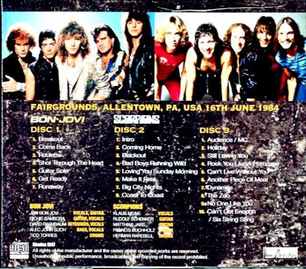 Scorpions Bon Jovi Scorpions Bon Jovi/PA,USA 1984 - Image 2