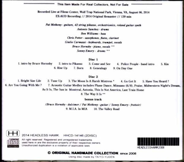 Pat Metheny Unity Group Bruce Hornsby, Sonny Emory Pat Metheny/VA,USA 2014 - Image 2