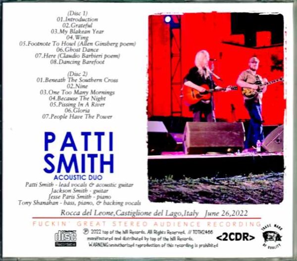Patti Smith Acoustic Duo Patti Smith/Italy 2022 Complete - Image 2