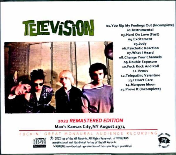 Television/NY,USA 1974 Remastered Edition - Image 2