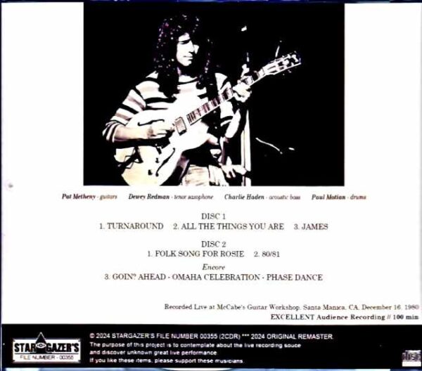 Pat Metheny Quartet Charlie Haden, Paul Motian/CA, USA 1980 - Image 2