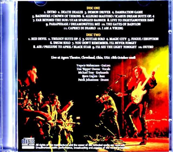 Yngwie Malmsteen /OH,USA 10.18.2008 Complete - Image 2