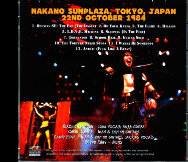 W.AS.P./Tokyo,Japan 1984 - Image 2