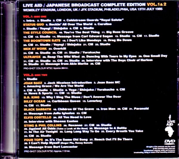 Various Artists Sting,Status Quo,Ultravox,Black Sabbath/London,UK & PA,USA 1985 Japanese Broadcast Complete Vol.1 & 2 - Image 2