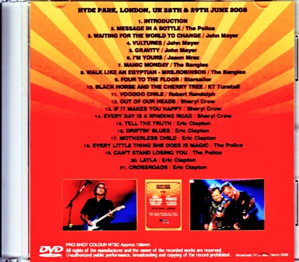 Various Artists Eroc Clapton,Police,The KT Tunstall,Sheryl Crow,John Mayer/NY,USA 2008 Japanese Broadcast Ver. - Image 2