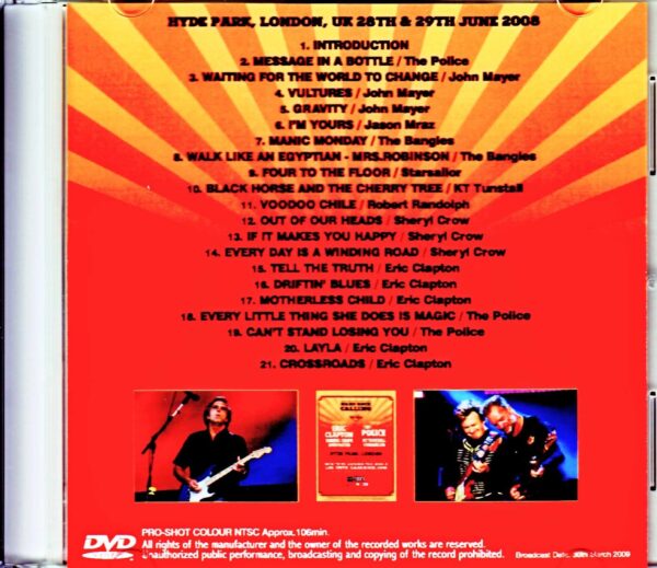 Various Artists Eric Clapton,Sting,John Mayer,Sheryl Crow,Bangles/London,UK 2008 Japanese Broadcast Version - Image 2