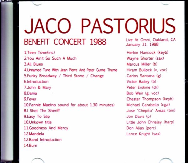 Various Artists Wayne Shorter,Herbie Hancock,Marcus Miller,Santana/Jaco Pastorius Memorial Live CA,USA 1988 - Image 2
