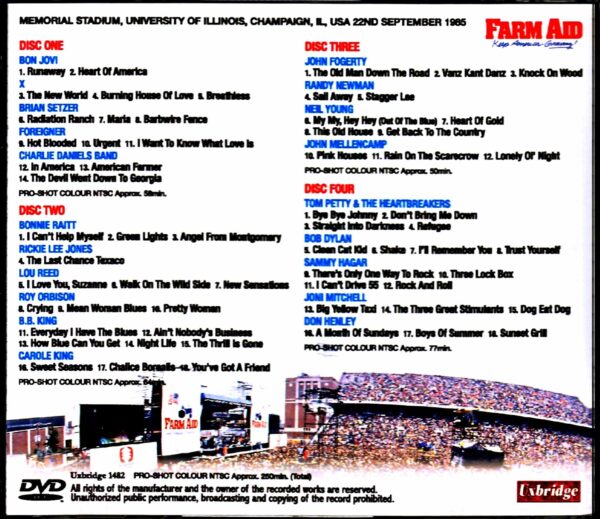 Various Artists Neil Young,Bon Jovi,Foreigner,Bob Dylan,Tom Petty/Farm Aid 1985 Farm Aid IL,USA 1985 - Image 2