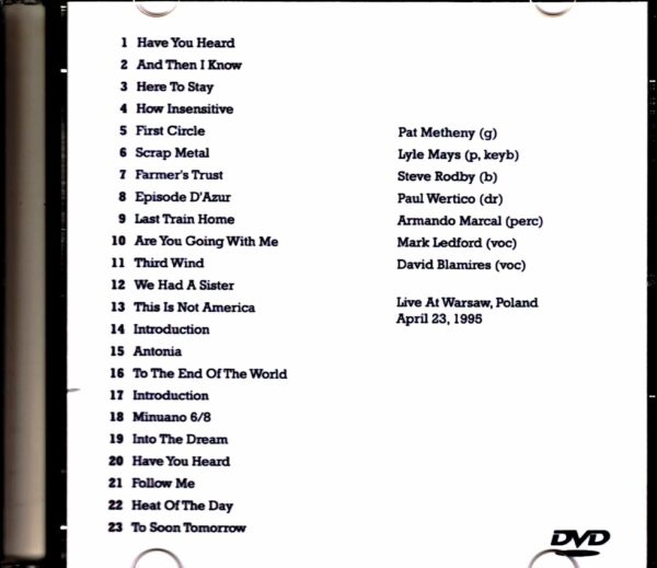 Pat Metheny Group Pat Metheny/Poland 1995 Digital Remastered Complete - Image 2