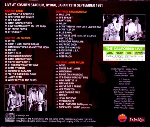 Various Artists J.D. Souther,Lida Ronstadt,James Taylor/Hyogo,Japan 1981 - Image 2