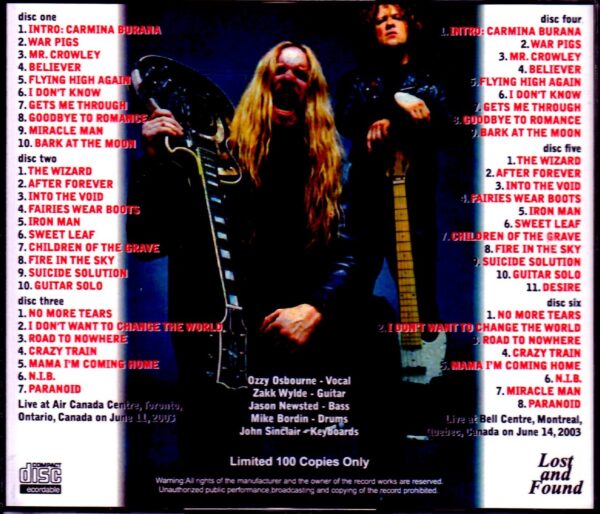 Ozzy Osbourne/Canada 2003 2 Days Complete - Image 2