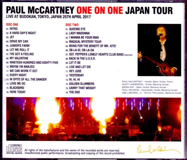 Paul McCartney/Tokyo,Japan 4.25.2017 Original Master - Image 2