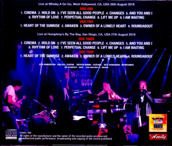 Yes Jon Anderson,Trevor Rabin,Rick Wakeman/CA,USA 2018 2 Days - Image 2