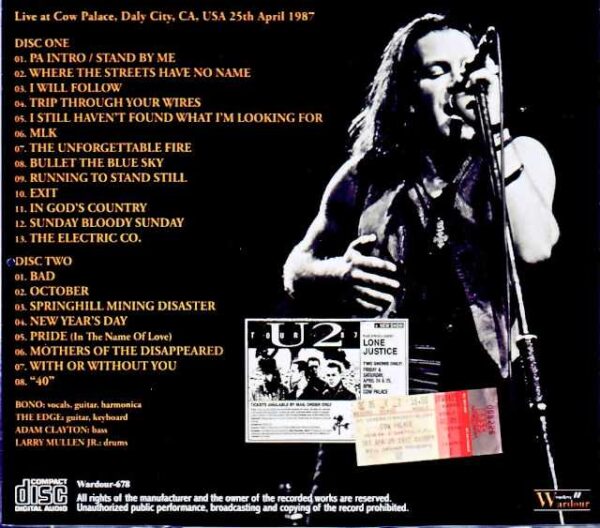 U2 U2/CA,USA 04.25.1987 Complete Upgrade - Image 2