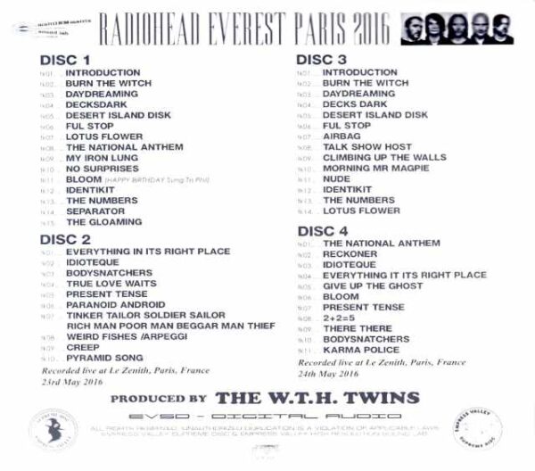 Radiohead / France Paris performance complete edition France 5.23 & 24.2016 Complete IEM Source Edition - Image 2