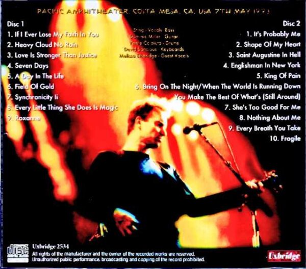 Sting/CA,USA 05.07.1993 Complete Marco Moir Master Edition - Image 2