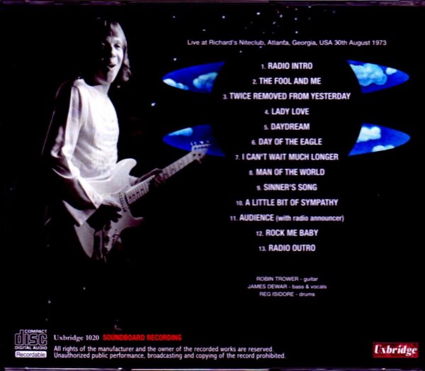 Robin Trower Robin Trower/GA,USA 1973 SBD WRAS-FM Pre-Broadcast Master Reel - Image 2