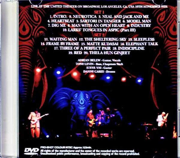 Beat Adrian Belew,Tony Levin,Steve Vai Beat/CA,USA 11.10.2024 Complete Multi-Cam Shot Edition Jewel Version - Image 2