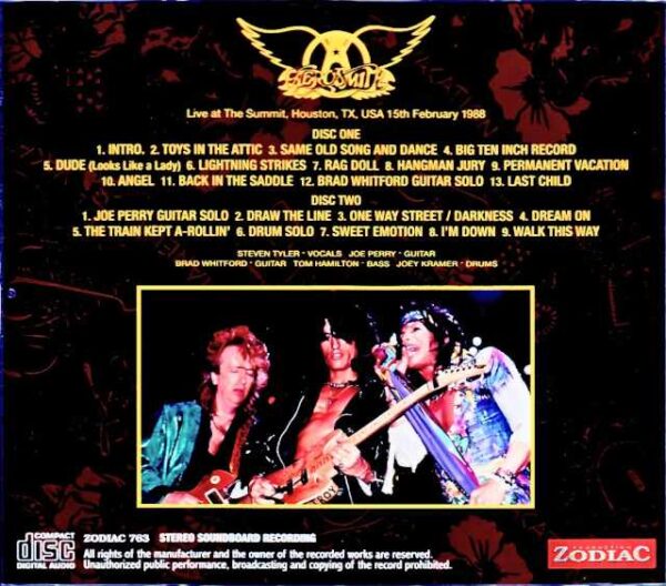 Aerosmith Aerosmith/TX,USA 02.15.1988 Complete Soundboard Edition - Image 2