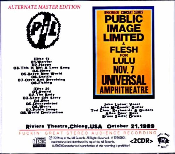 Public Image Limited Public Image Limited/CA,USA 1989 Complete - Image 2