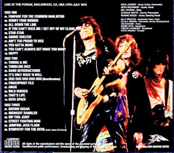 Rolling Stones/CA,USA 7.13.1975 Complete Mike Millard Master Tapes - Image 2
