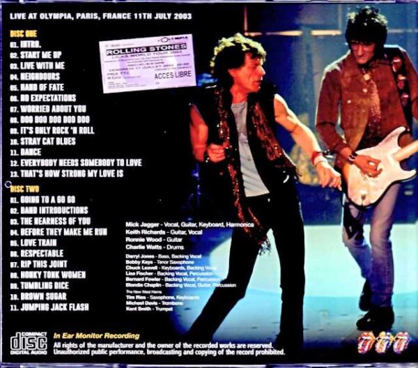 Rolling Stones/France 2003 Complete IEM Sound Edition - Image 2