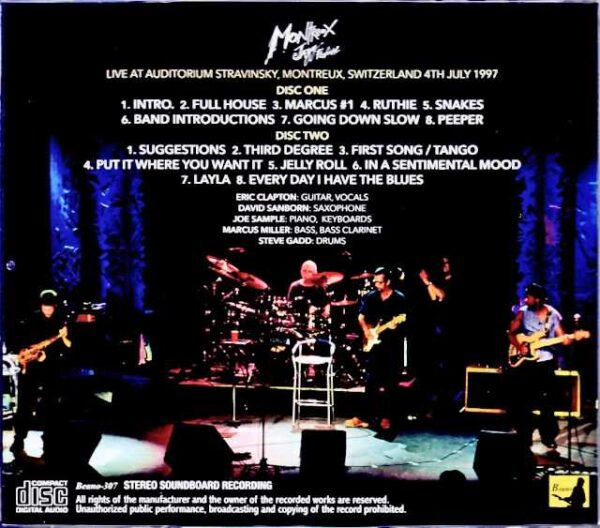 Legends Eric Clapton, David Sanborn, Joe Sample, Marcus Mille, Steve Gadd Legends/Switzerland 07.04.1997 Soundboard Edition - Image 2
