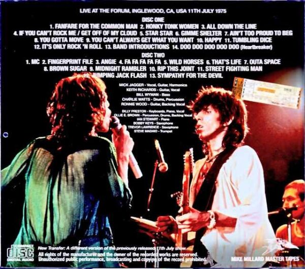 Rolling Stones/CA,USA 7.11.1975 Mike Millard Master Tapes Upgrade - Image 2