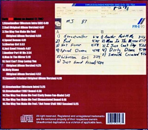 Michael Jackson Michael Jackson/Bad Sessions Vol.11 - Image 2