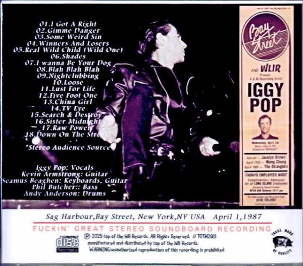 Iggy Pop/NY,USA 04.01.1987 Soundboard Edition - Image 2