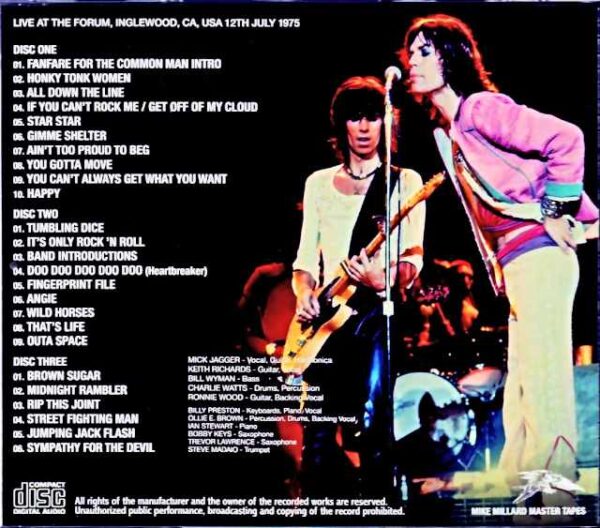 Rolling Stones/CA,USA 7.12.1975 Mike Millard Master Tapes Upgrade - Image 2