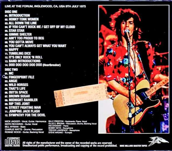 Rolling Stones/CA,USA 7.9.1975 Mike Millard Master Tapes - Image 2