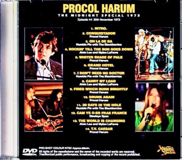 Procol Harum Alvin Lee, Humble Pie Procol Harum/Midnight Special 1974 Jewel Version - Image 2