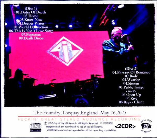 P.I.L. Public Image Limited Public Image Limited/England,UK 05.26.2025 Complete - Image 2