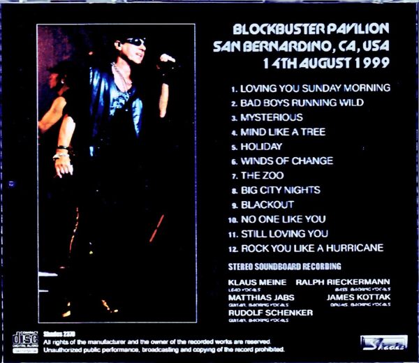 Scorpions/CA,USA 08.14.1999 Soundboard Edition - Image 2