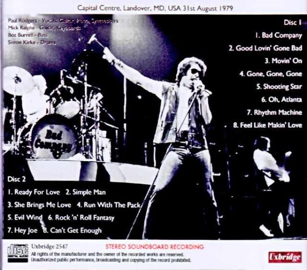 Bad Company Bad Company/MD,USA 08.31.1979 Complete Soundboard Edition - Image 2