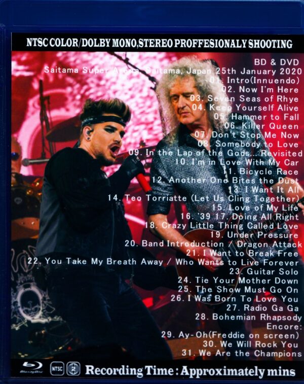 Queen,Adam Lambert/Saitama,Japan 1.25.2020 Blu-Ray+DVD - Image 2