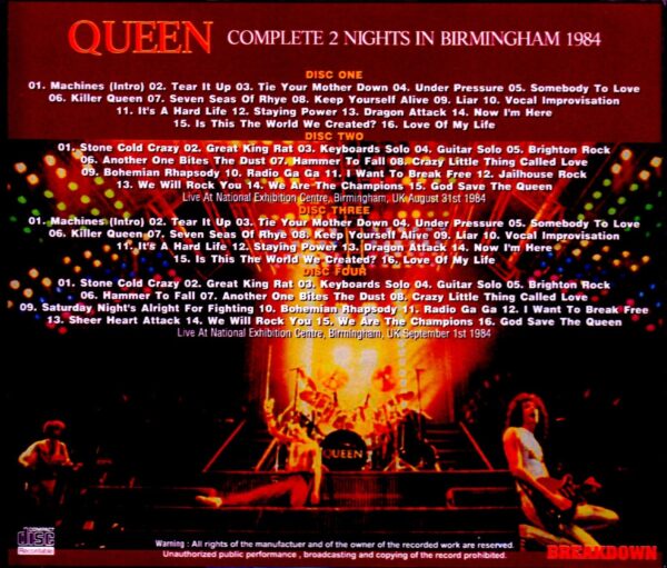 Queen/Birmingham,UK 1984 2 Days Complete - Image 2