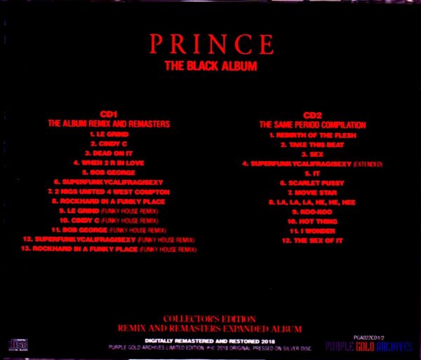 Prince/The Black Album Remix and Remaster - Image 2